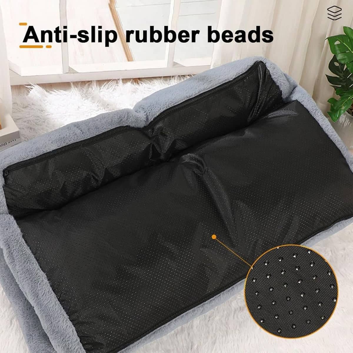 Plush Pet Sofa Bed for Cats and Dogs - Grey, Size L (65 x 46 x 30 cm) - view 4