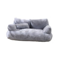 Plush Pet Sofa Bed for Cats and Dogs - Grey, Size M (55 x 38 x 18 cm)