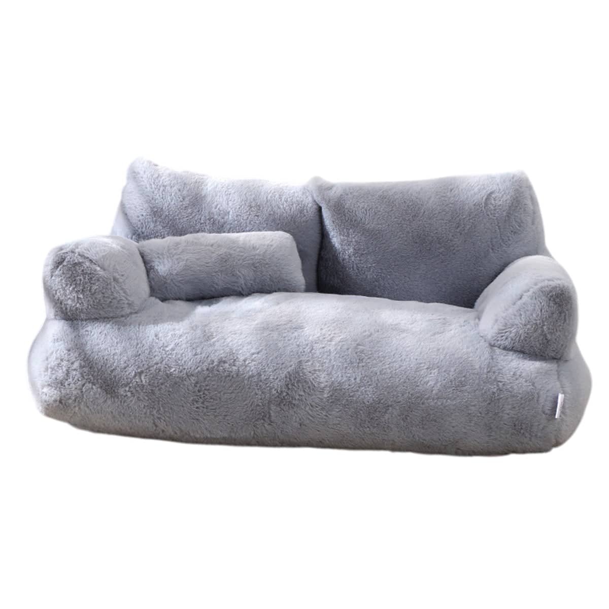 Plush Pet Sofa Bed for Cats and Dogs - Grey, Size XL (75 x 51 x 28 cm)