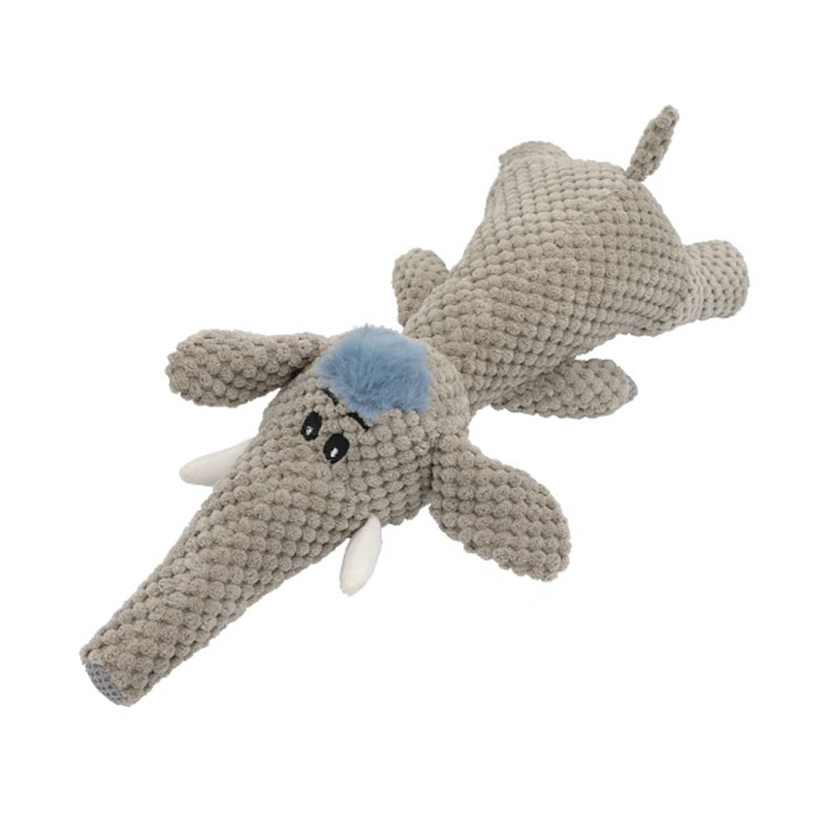 Plush Squeaky Dog Toy, 38 cm Corn Fleece - Grey Elephant