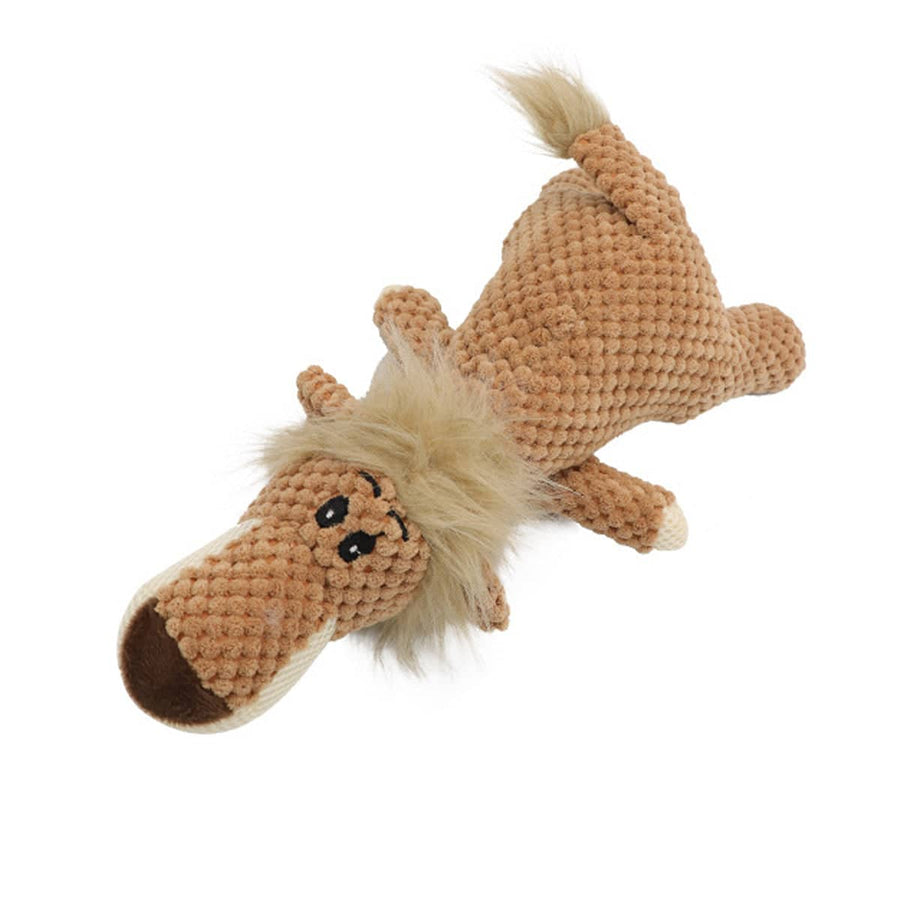 Plush Squeaky Dog Toy, 38 cm Corn Fleece - Orange Lion