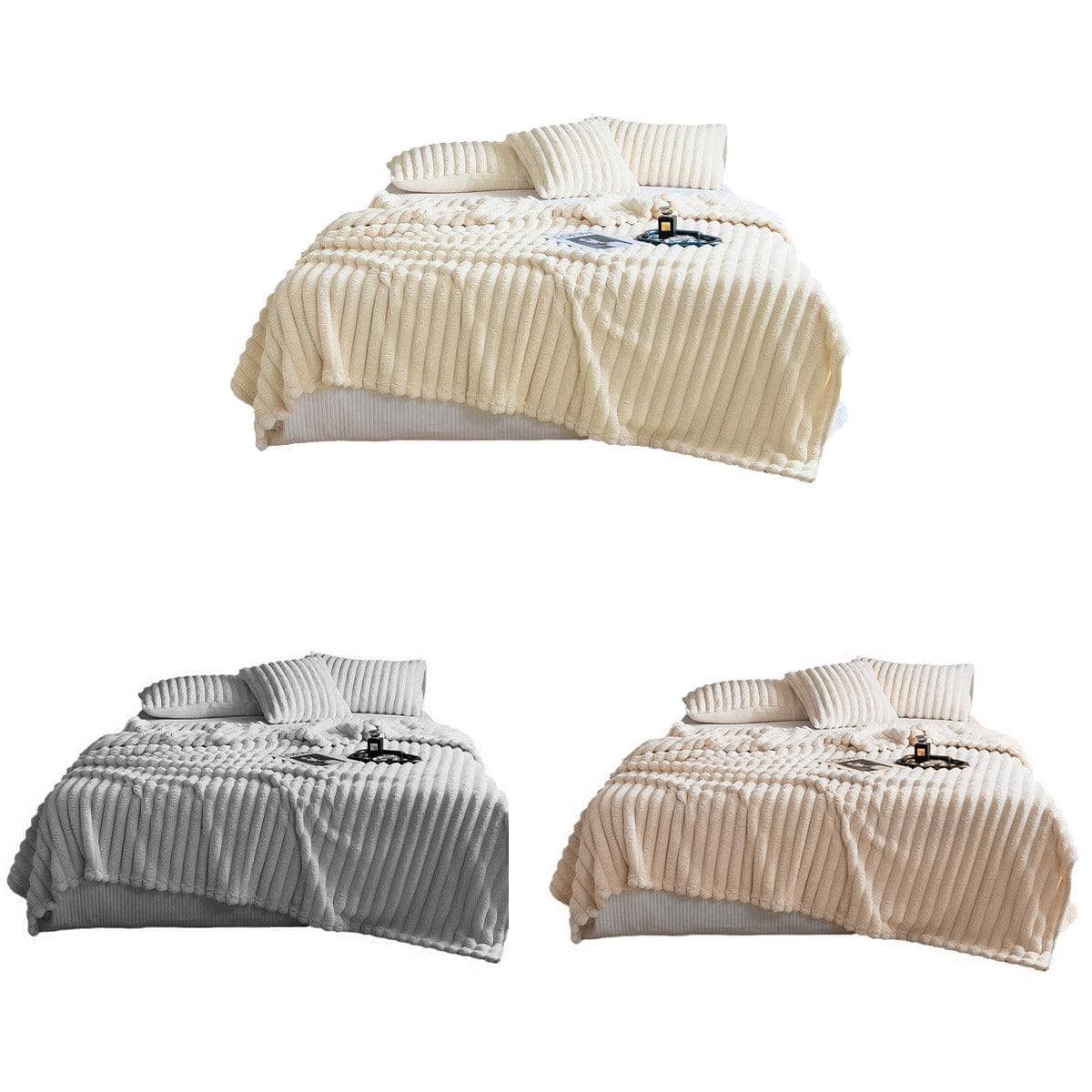 Plush Throw Blanket for Autumn and Winter - White, 100 x 150 cm - view 3