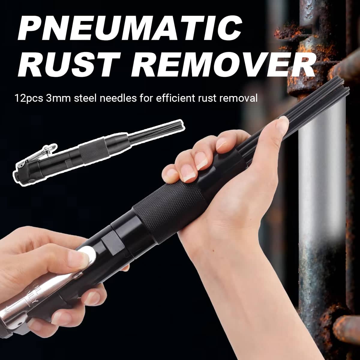 Pneumatic Rust Remover Needle Scaler with Ergonomic Handle for Auto Body Metal