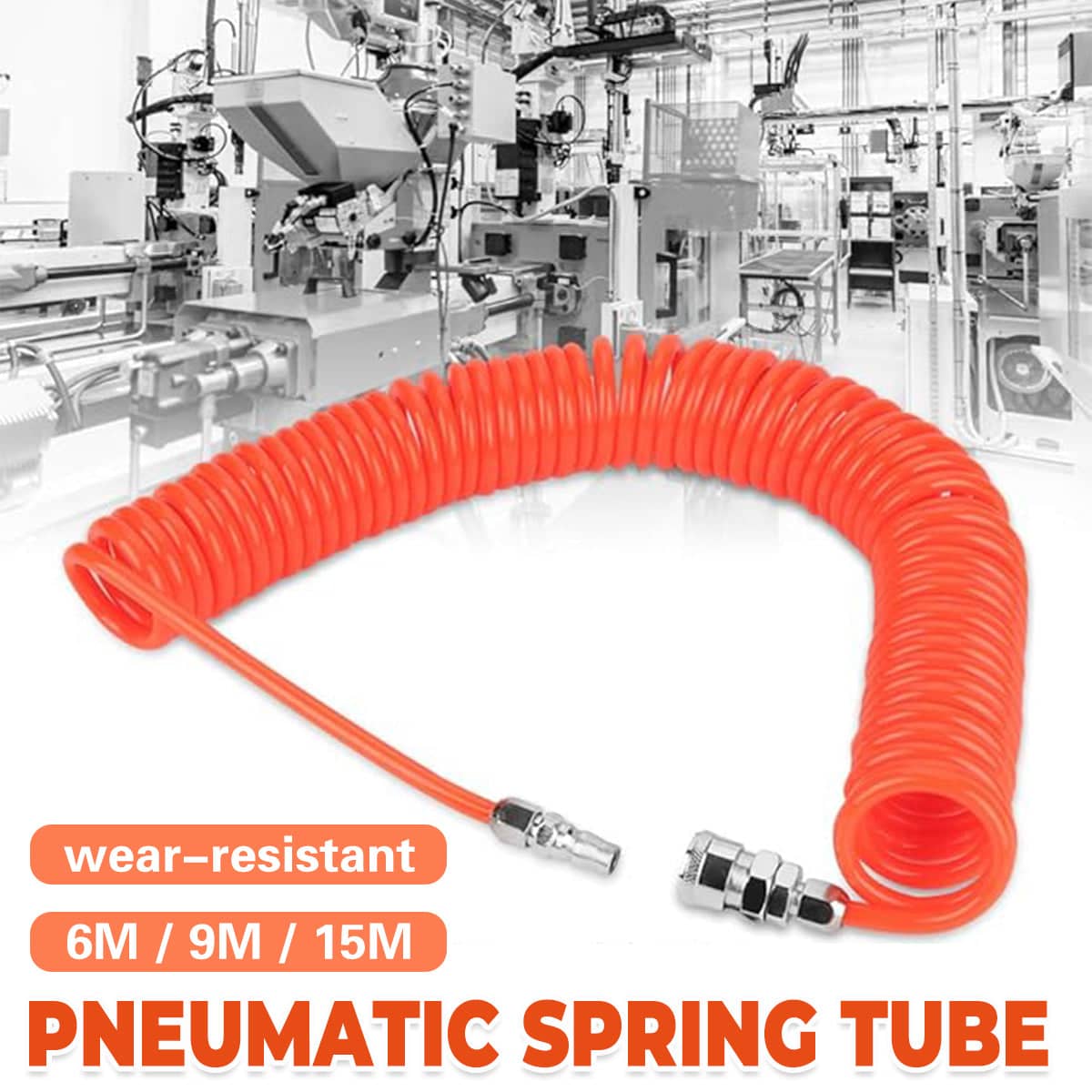 Pneumatic Telescopic Spring Air Hose for Air Compressors, PE Tube - 15 m - view 2