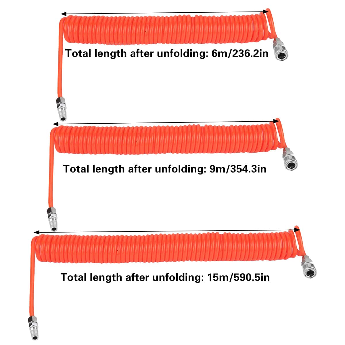 Pneumatic Telescopic Spring Air Hose for Air Compressors, PE Tube - 15 m - view 4
