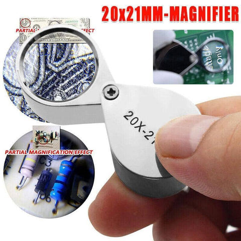 Pocket Jeweller's Loupe Magnifier, 21mm Lens - Silver