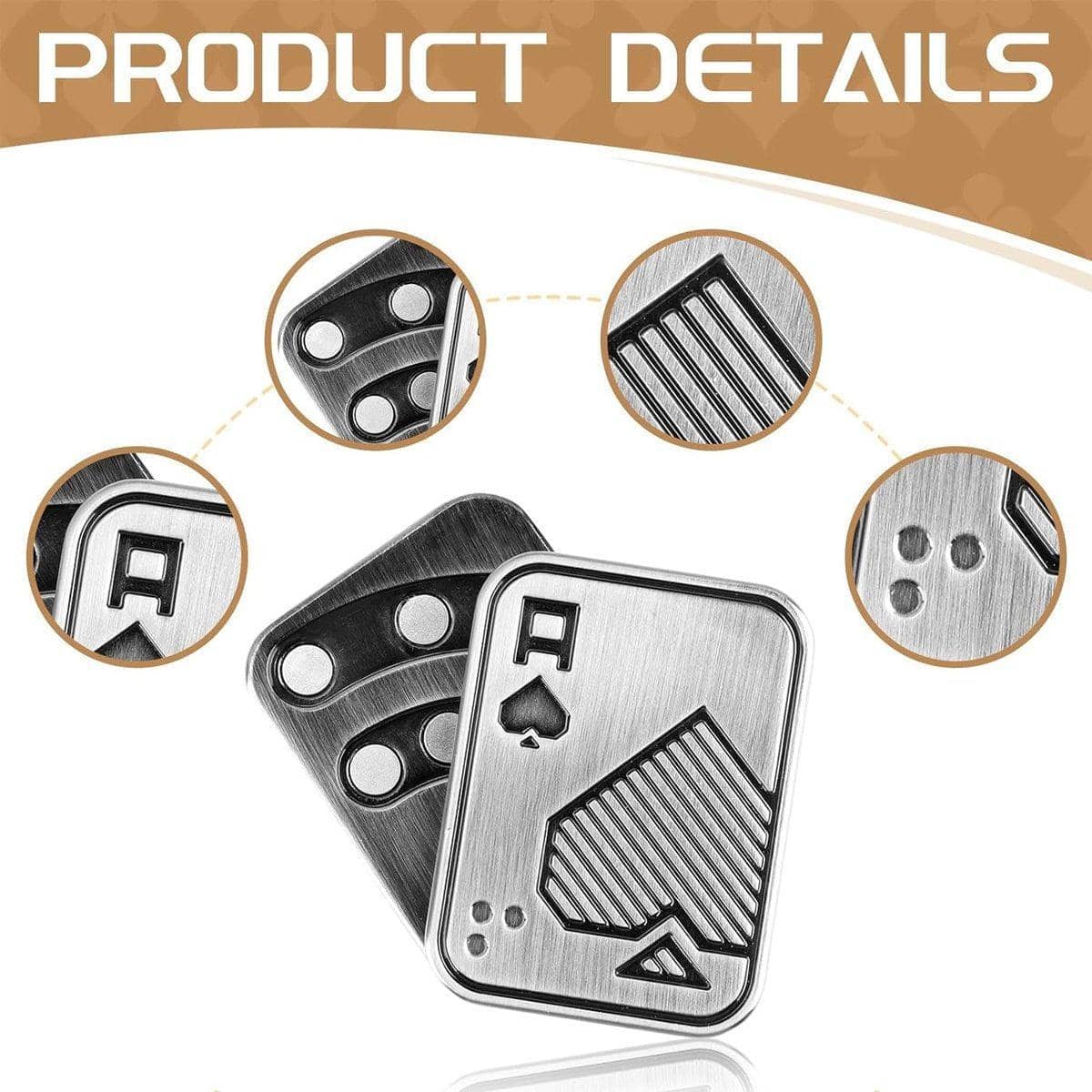 Poker Style Magnetic Fidget Slider, 2 Pack - Silver Metal Fidget Toy - view 5