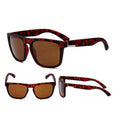 Polarised Square Frame Sunglasses - Style 3, Brown Lenses, Tortoiseshell-Look Frame