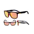 Polarised Square Frame Sunglasses - Style 4, Orange-Pink Mirrored Lenses
