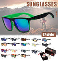 Polarised Square Frame Sunglasses - Style 4, Orange-Pink Mirrored Lenses - view 2