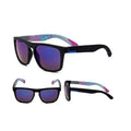 Polarised Square Frame Sunglasses - Style 5, Blue-Purple Mirrored Lenses
