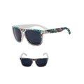 Polarised Square Frame Sunglasses - Style 5, Blue-Purple Mirrored Lenses - view 5