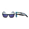 Polarised Square Frame Sunglasses - Style 7, Red Frame, Blue-Green Mirrored Lenses - view 4