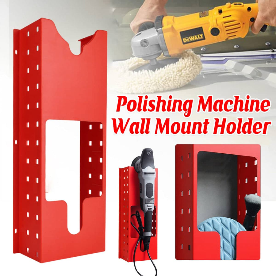 Polisher Storage Rack, Wall-Mounted Red Plastic Tool Organiser for Workshops and Garages