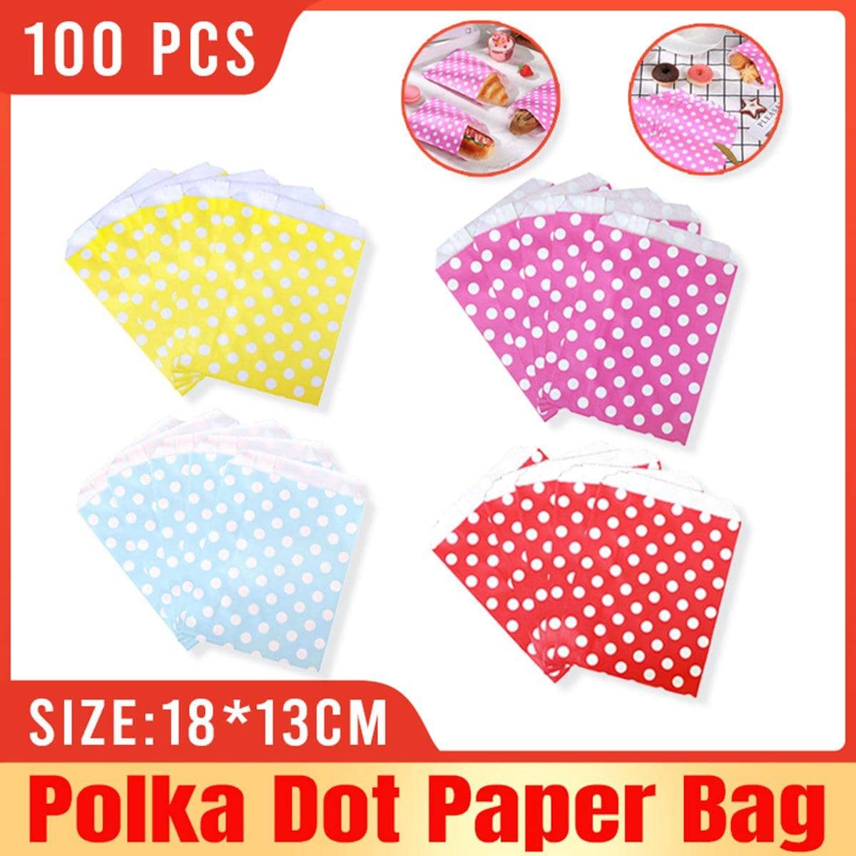 Polka Dot Paper Treat Bags for Desserts and Parties, Pack of 100 - Yellow - view 2