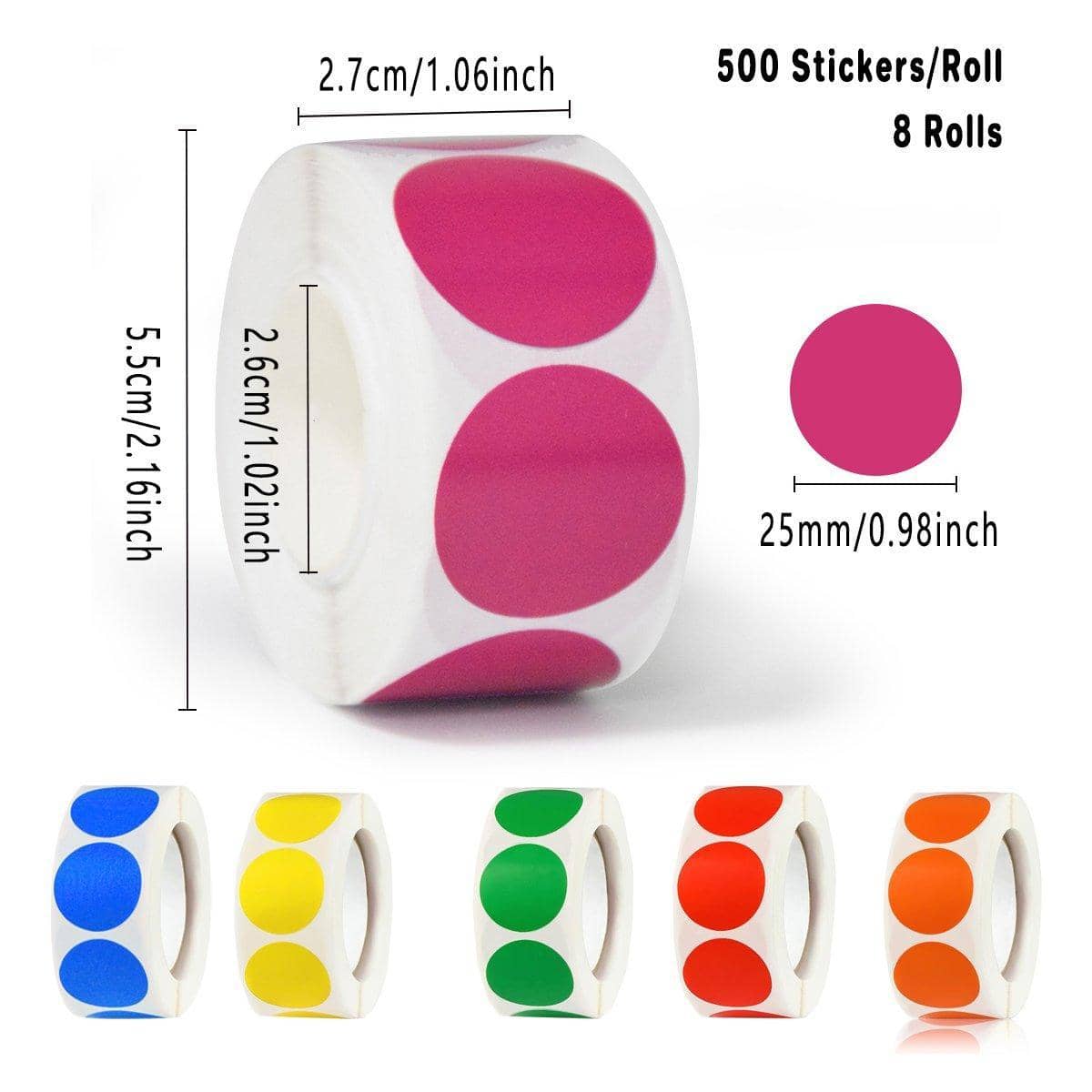 Polka Dot Round Seal Stickers, 8 Rolls of 500 - Orange - view 4