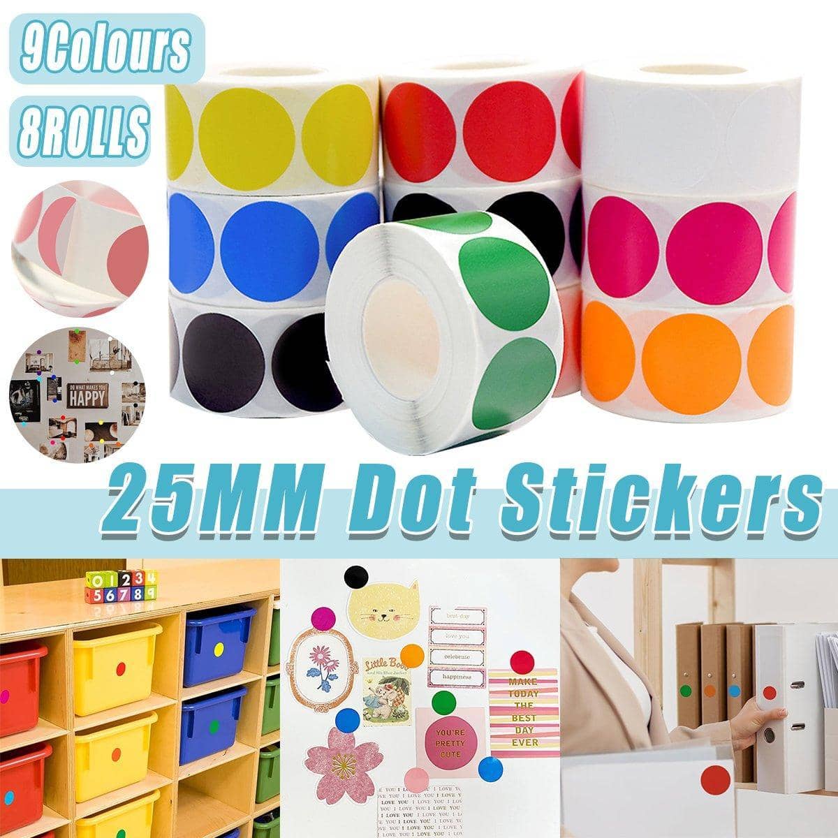 Polka Dot Round Seal Stickers, 8 Rolls of 500 - Pink - view 2