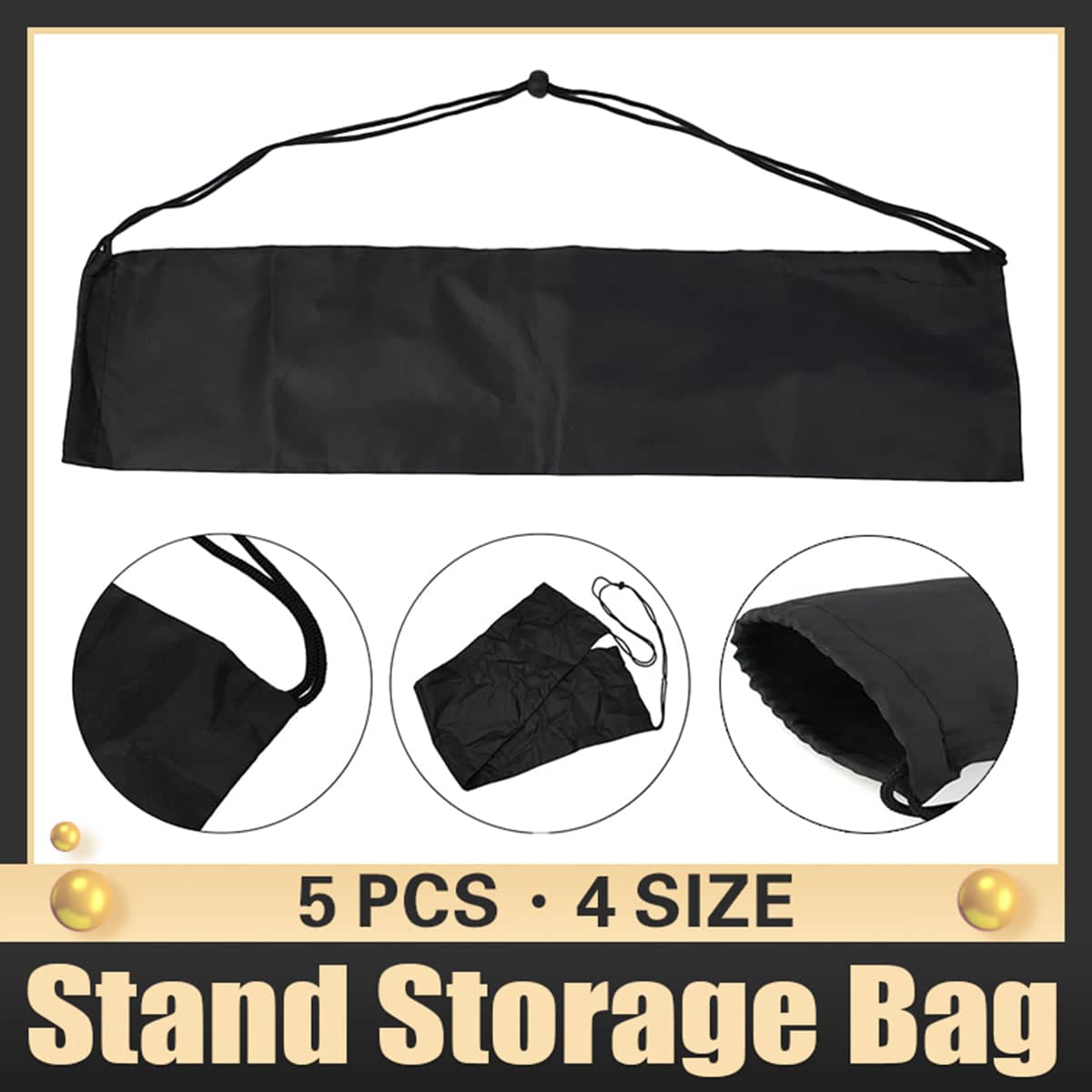 Polyester Drawstring Storage Bags for Tripod and Lamp Stands, Pack of 5 - 74 x 22 cm - view 2
