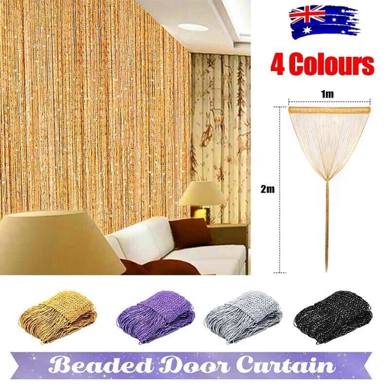 Polyester String Door Curtain Divider for Bedrooms and Weddings, 1 m x 2 m - Silver - view 2