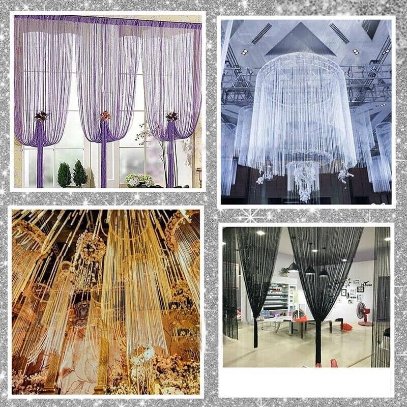 Polyester String Door Curtain Divider for Bedrooms and Weddings, 1 m x 2 m - Silver - view 5