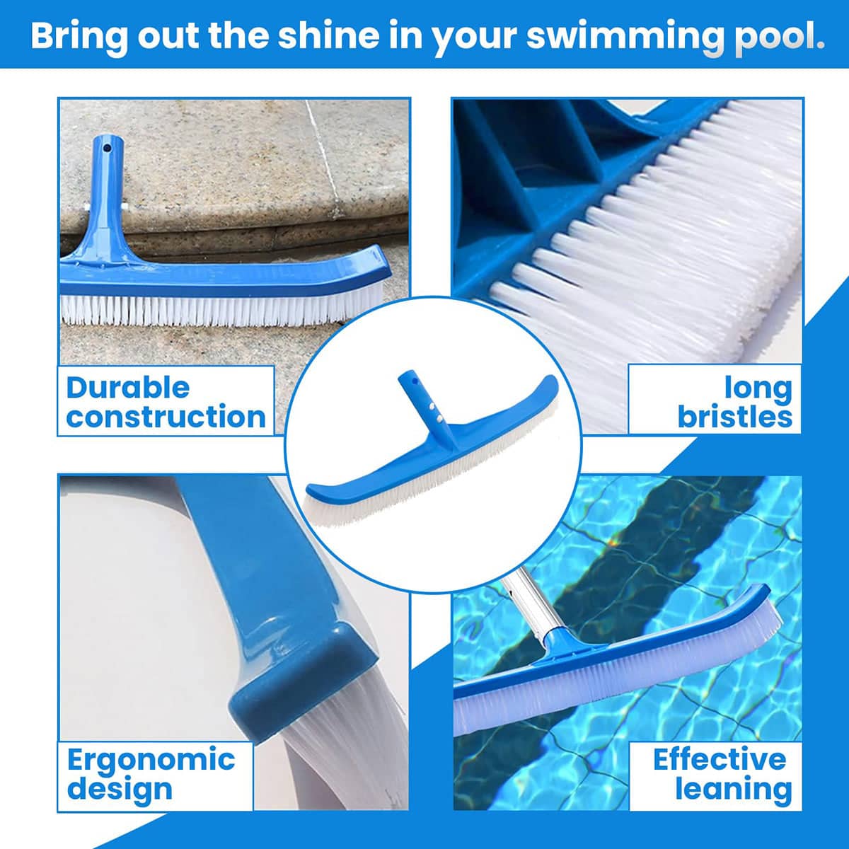 Pool Cleaning Brush, 18 Inch (45cm) - Blue - view 4