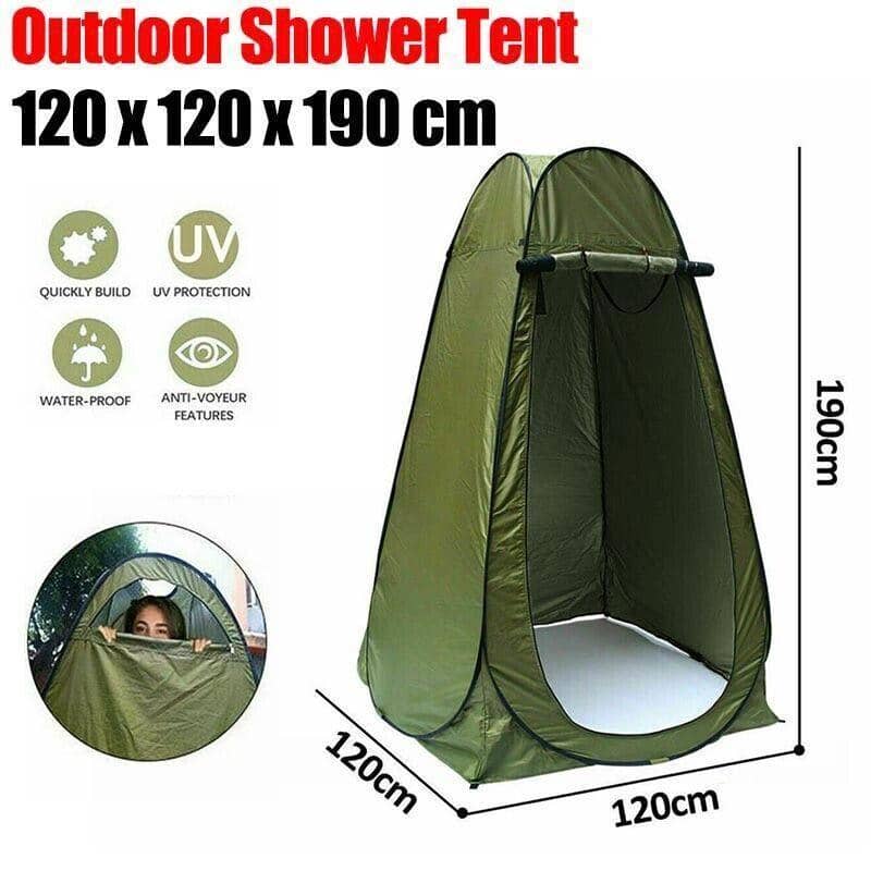 Pop-Up Shower Tent Portable Privacy Changing Room - Olive Green, 120 x 120 x 190 cm