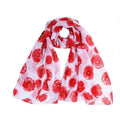 Poppy Print Scarf in Voile, 180 x 90 cm - White