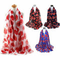 Poppy Print Scarf in Voile, 180 x 90 cm - White - view 3