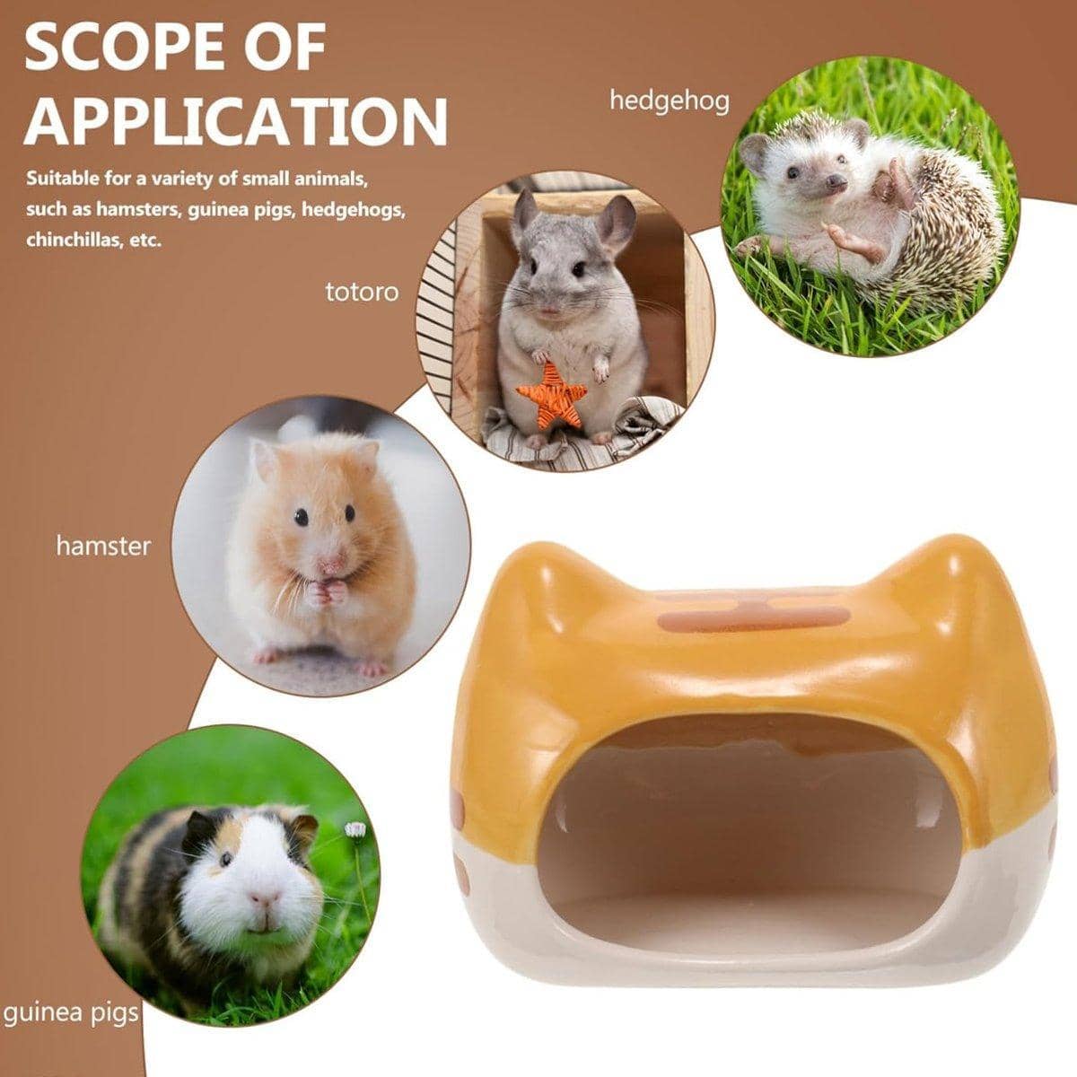 Porcelain Hamster Nest Escape House, Tiger Head Bowl and Claw Water Bottle Set - view 5