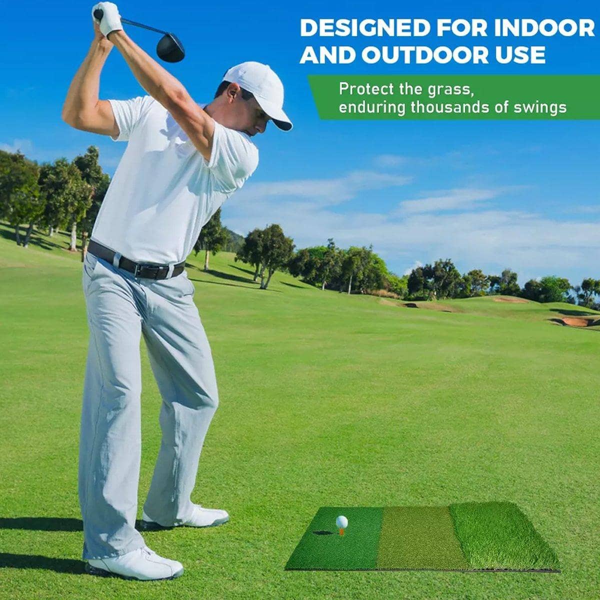 Portable 3-In-1 Golf Training Mat for Driving, Chipping and Putting - view 4