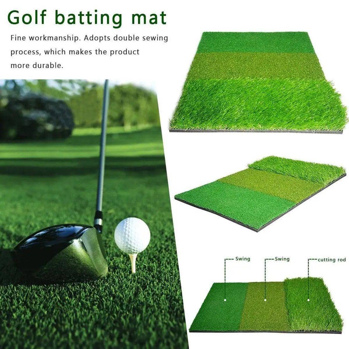 Portable 3-In-1 Golf Training Mat for Driving, Chipping and Putting - view 5