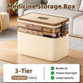 Portable 3 Layer First Aid Storage Box with Six Buckles and Handle