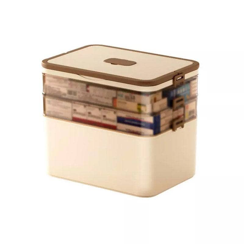 Portable 3 Layer First Aid Storage Box with Six Buckles and Handle - view 2
