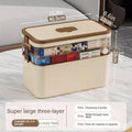 Portable 3 Layer First Aid Storage Box with Six Buckles and Handle - view 3