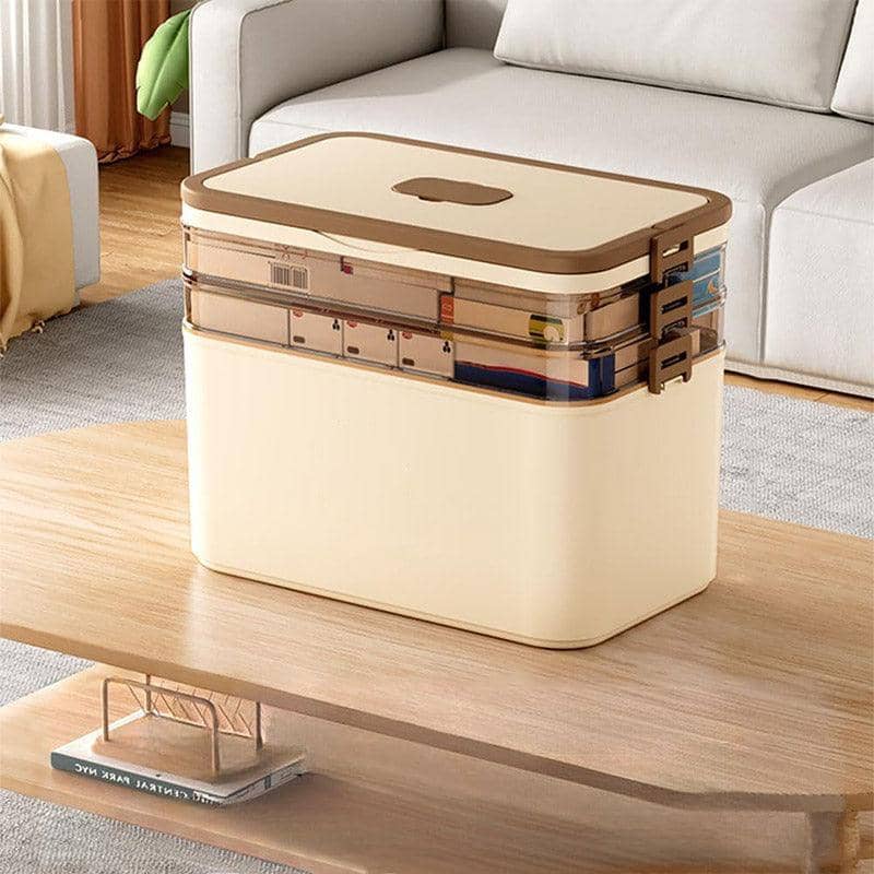 Portable 3 Layer First Aid Storage Box with Six Buckles and Handle - view 4