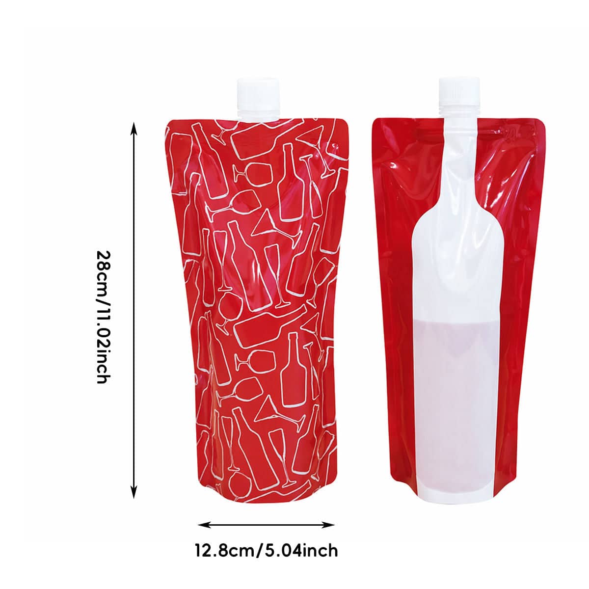 Portable 750ml Wine Spout Pouches - 20 Pack, Foldable - view 3