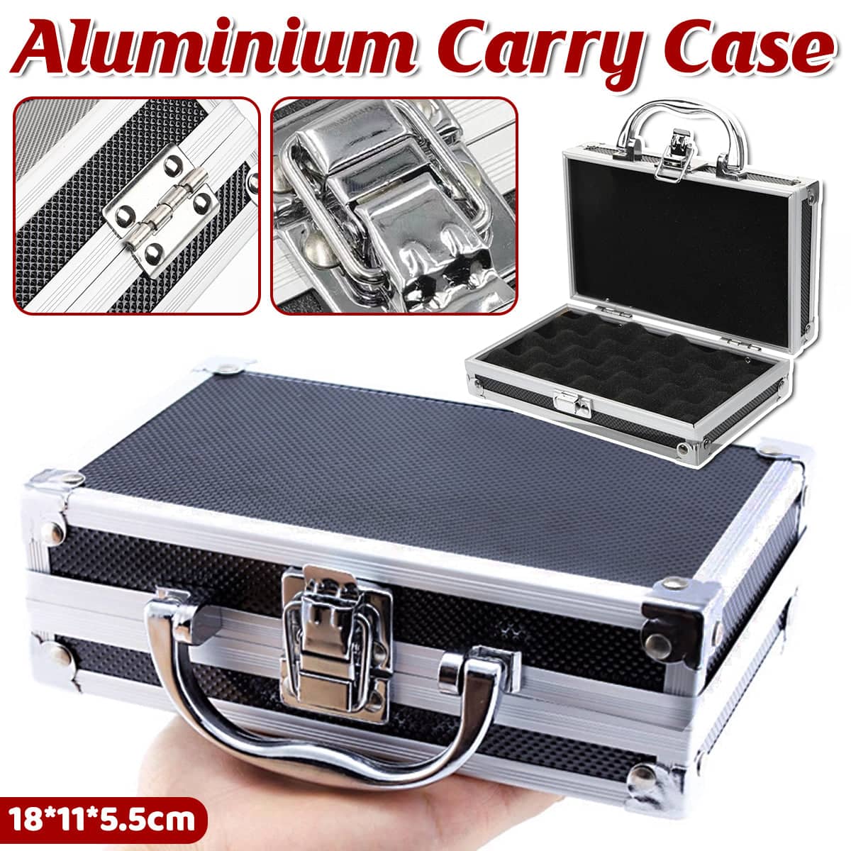 Portable Aluminium Storage Case with Foam Lining and Double Lock