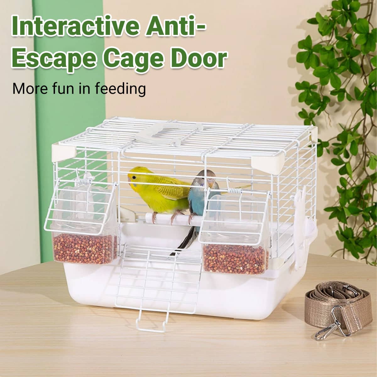 Portable Bird Cage Backpack Travel Carrier Ventilated Pet Bag - Grey - view 5