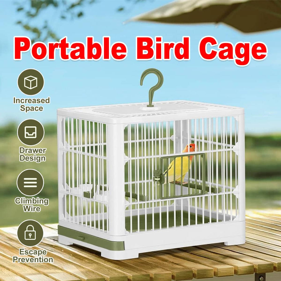 Portable Bird Cage Travel Carrier with Handle for Parakeets and Cockatiels