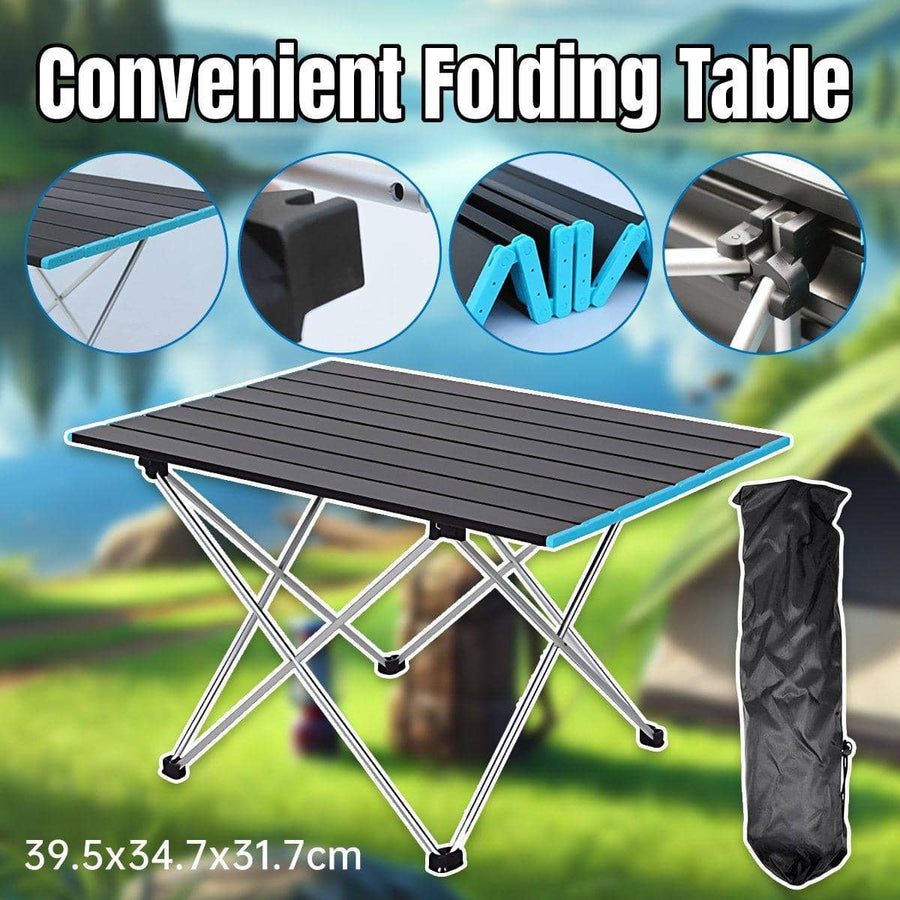 Portable Black Aluminium Folding Camping Table with Carry Bag