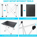 Portable Black Aluminium Folding Camping Table with Carry Bag - view 5