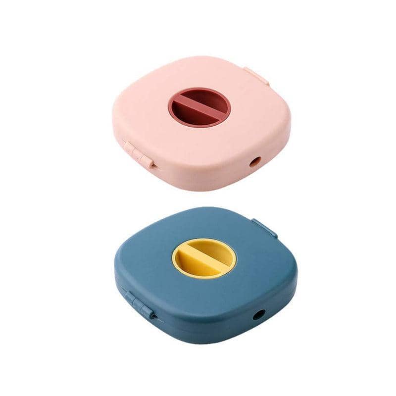 Portable Cable Organiser Box, Cable Winder Storage Case - Pack of 2, Pink and Blue