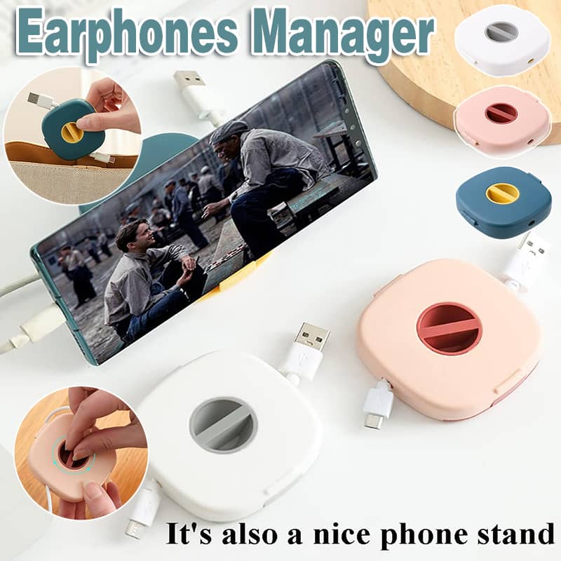 Portable Cable Organiser Box, Cable Winder Storage Case - Single, Pink - view 2