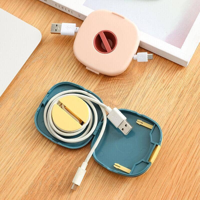Portable Cable Organiser Box, Cable Winder Storage Case - Single, Pink - view 5