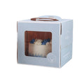 Portable Cake Boxes with Window and Handle, Pack of 30 - Light Blue, 6 Inch (21 x 21 x 15 cm)