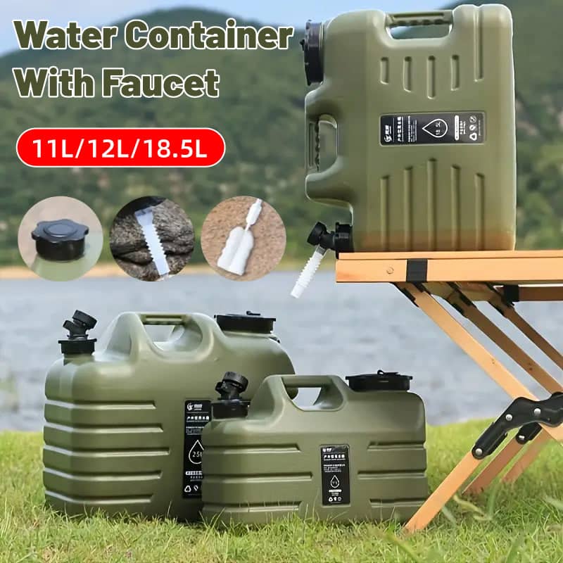 Portable Camping Water Storage Bucket with Faucet - 18.5 Litre, Army Green - view 2