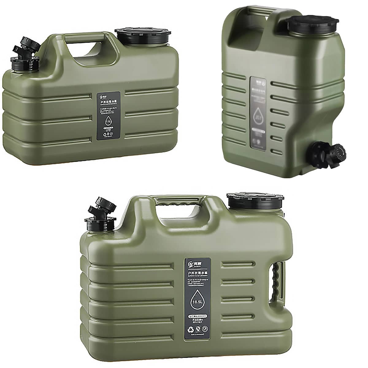 Portable Camping Water Storage Bucket with Faucet - 18.5 Litre, Army Green - view 3