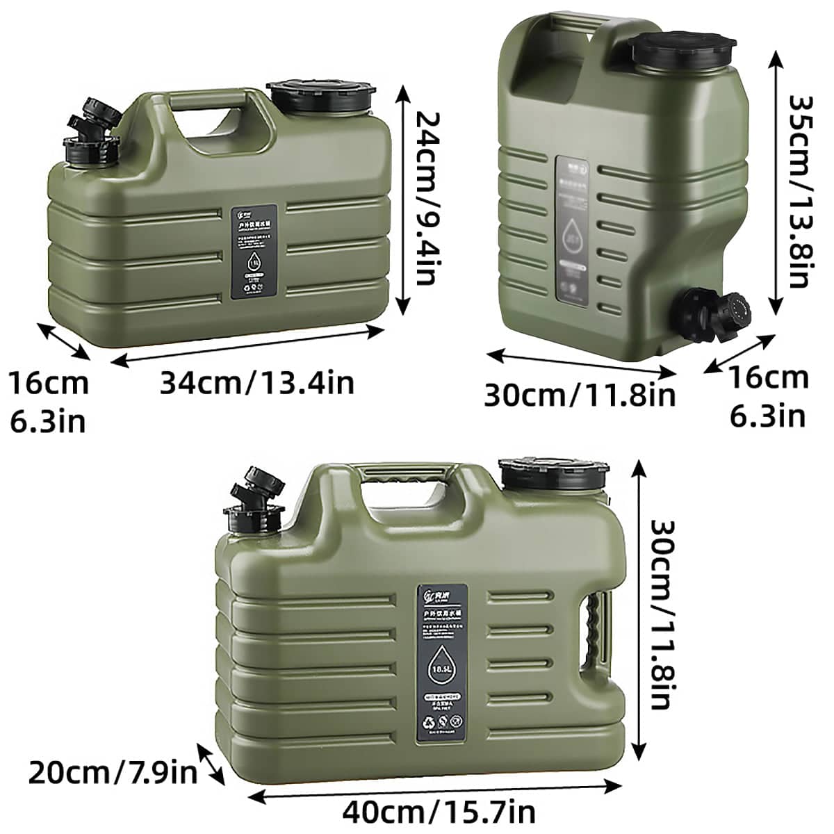 Portable Camping Water Storage Bucket with Faucet - 18.5 Litre, Army Green - view 4