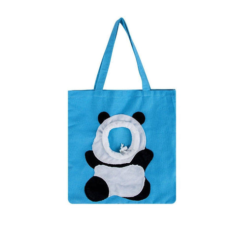 Portable Canvas Pet Carrier Bag for Cats and Small Dogs - Blue Panda Design