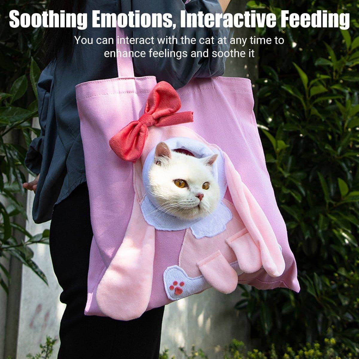 Portable Canvas Pet Carrier Bag for Cats and Small Dogs - Pink Rabbit Design - view 4